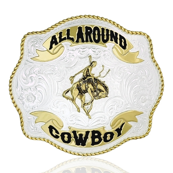 Montana Silversmiths Fine Silver Scalloped All Around Cowboy Buckle Retail $150 - Picture 1 of 8